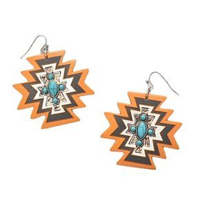 Yosemite Trail Faux Leather Stone Southwestern Earrings